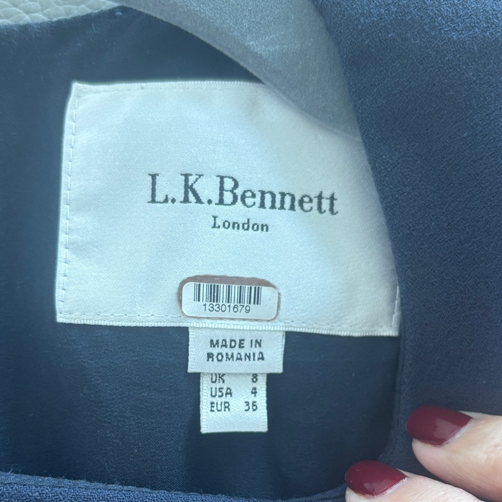 LK Bennett Navy Midi Dress Size 4 | Tailored Work Office Career Dress - Picture 2 of 8